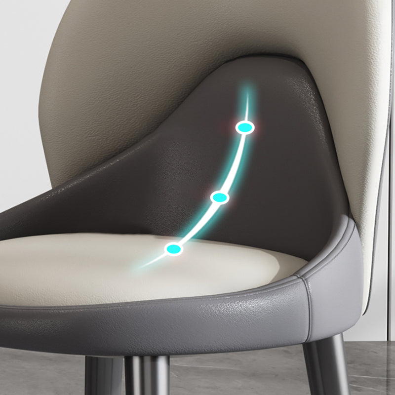 Chaise d'appoint de style moderne, chaise de salle à manger rembourrée en métal à dossier solide (Ensemble de 2)