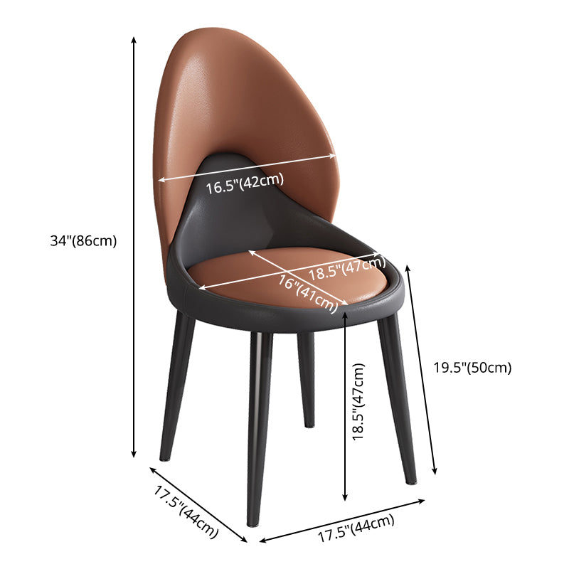 Chaise d'appoint de style moderne, chaise de salle à manger rembourrée en métal à dossier solide (Ensemble de 2)