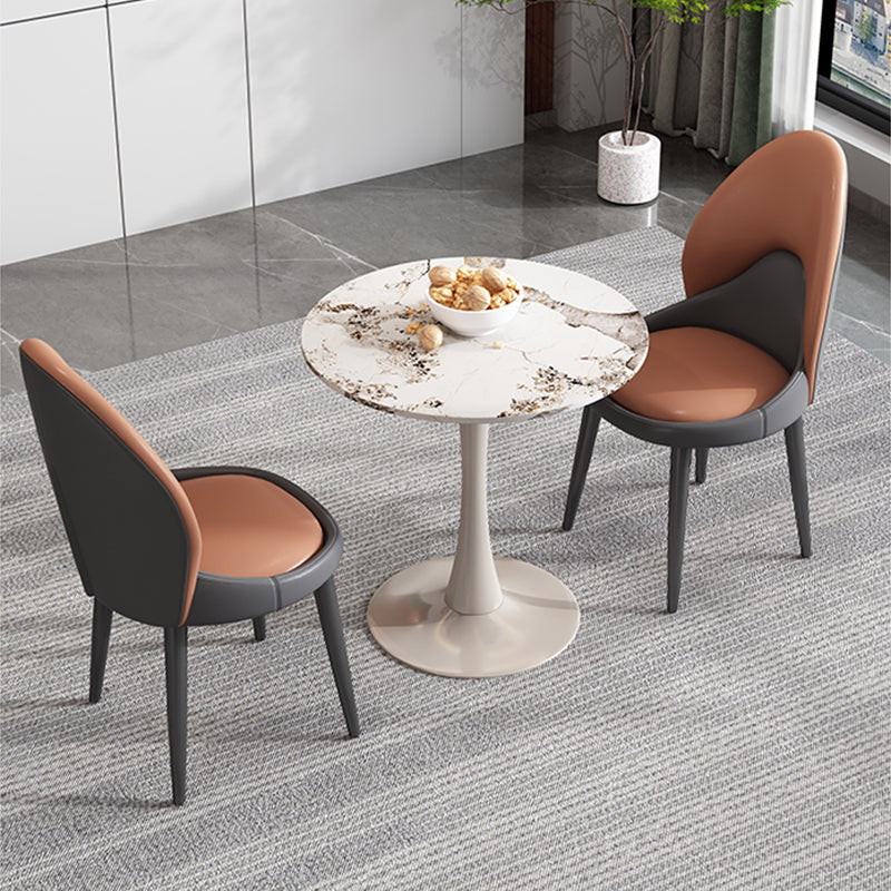Chaise d'appoint de style moderne, chaise de salle à manger rembourrée en métal à dossier solide (Ensemble de 2)