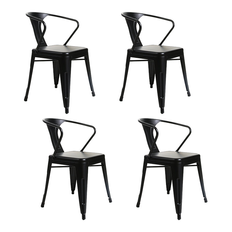 Industrial Dining Armchairs with Metal Legs Slat Back Dining Arm Chair for Coffee Bar