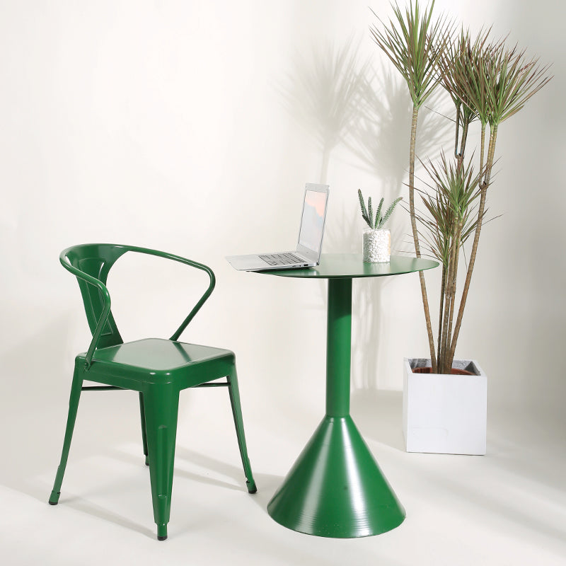 Industrial Dining Armchairs with Metal Legs Slat Back Dining Arm Chair for Coffee Bar