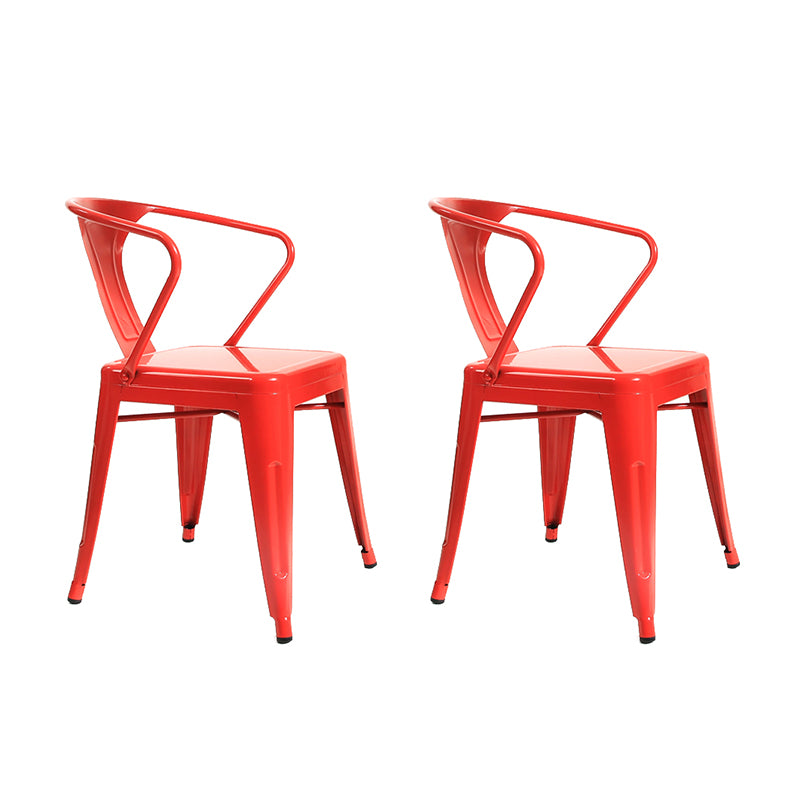 Industrial Dining Armchairs with Metal Legs Slat Back Dining Arm Chair for Coffee Bar