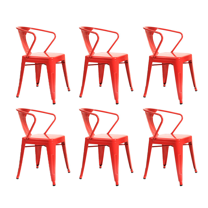 Industrial Dining Armchairs with Metal Legs Slat Back Dining Arm Chair for Coffee Bar