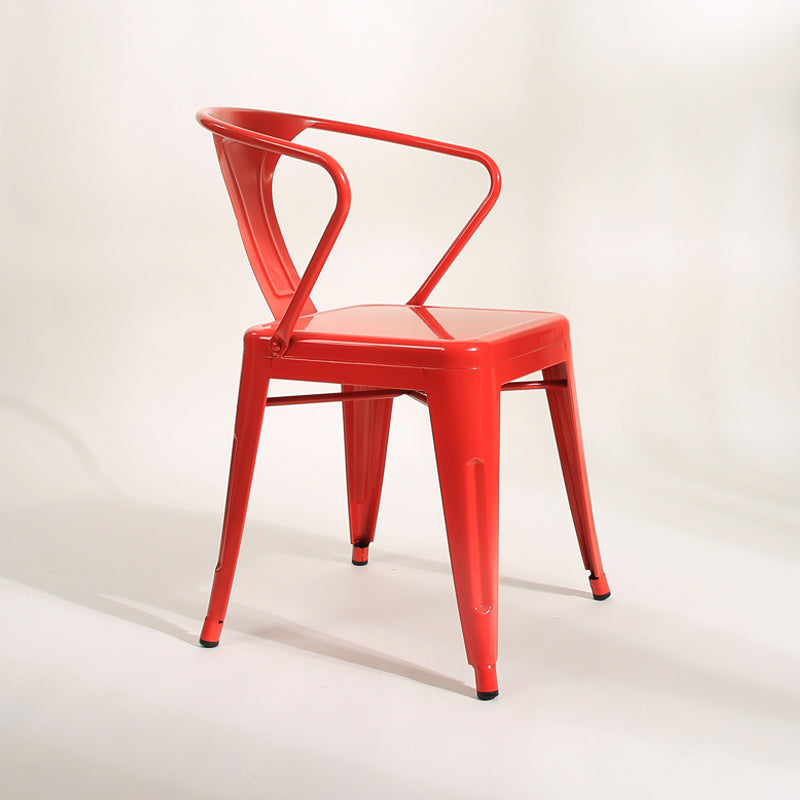Industrial Dining Armchairs with Metal Legs Slat Back Dining Arm Chair for Coffee Bar