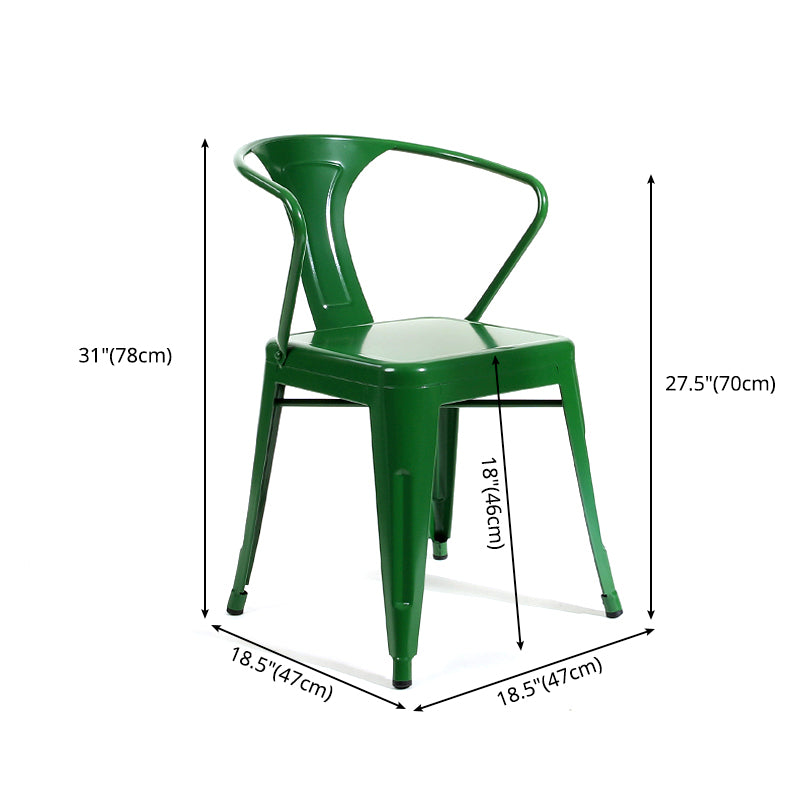 Industrial Dining Armchairs with Metal Legs Slat Back Dining Arm Chair for Coffee Bar