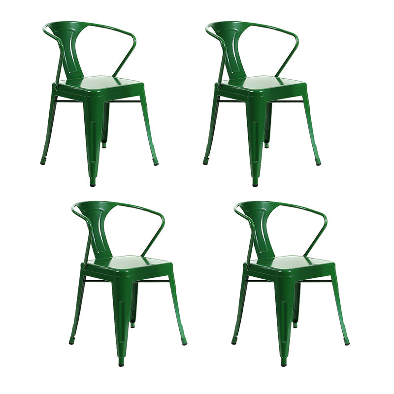 Industrial Dining Armchairs with Metal Legs Slat Back Dining Arm Chair for Coffee Bar