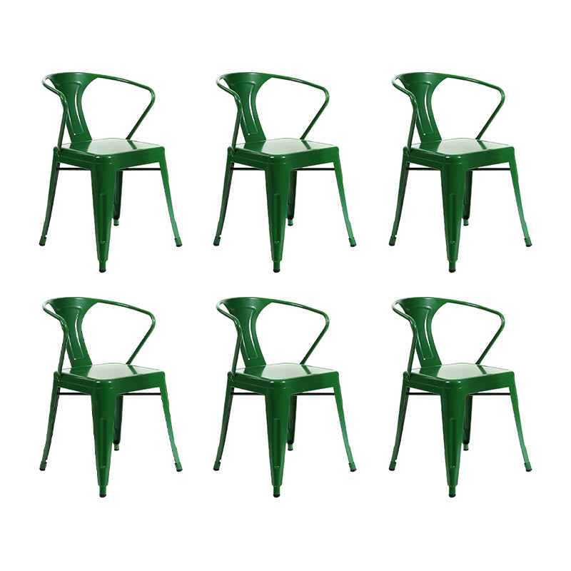 Industrial Dining Armchairs with Metal Legs Slat Back Dining Arm Chair for Coffee Bar
