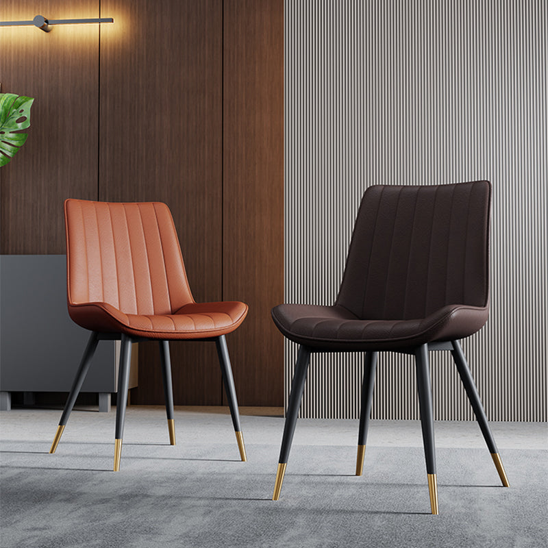 Home Scandinavian Arm Chair Upholstered Solid Back Metal Dining Room Chair