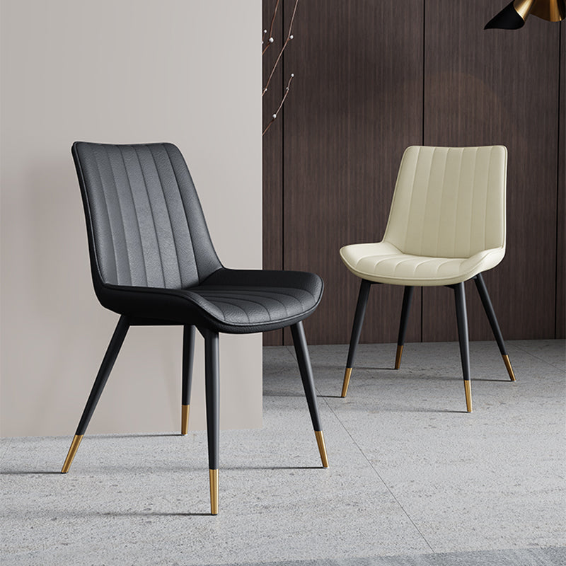 Home Scandinavian Arm Chair Upholstered Solid Back Metal Dining Room Chair