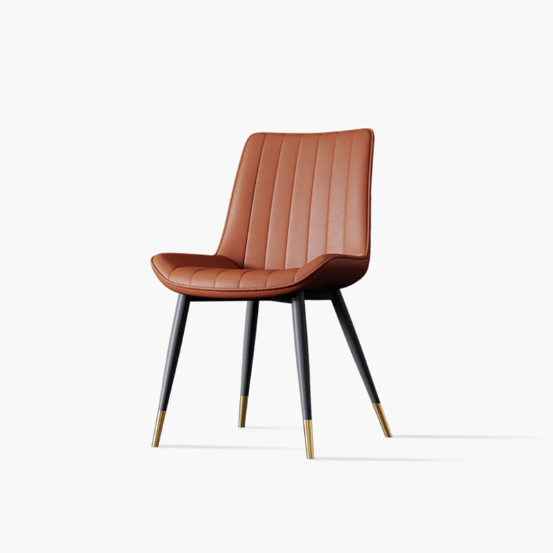 Home Scandinavian Arm Chair Upholstered Solid Back Metal Dining Room Chair