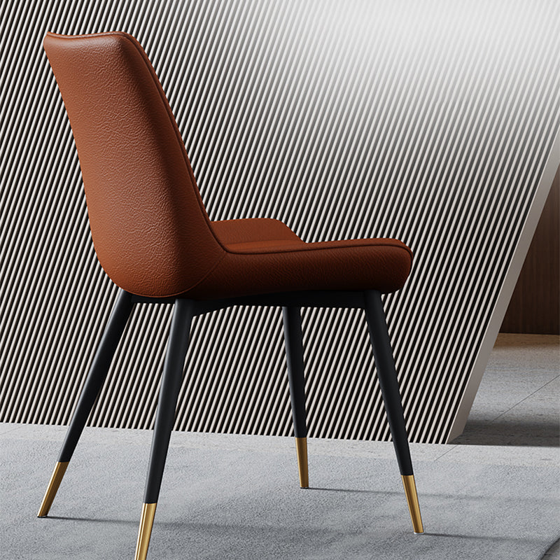 Home Scandinavian Arm Chair Upholstered Solid Back Metal Dining Room Chair