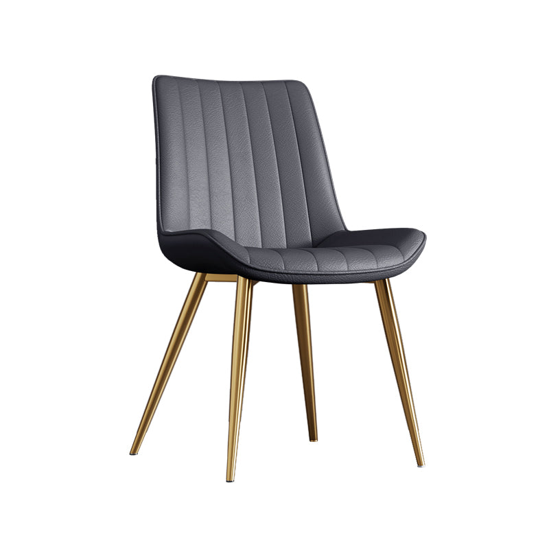 Home Scandinavian Arm Chair Upholstered Solid Back Metal Dining Room Chair