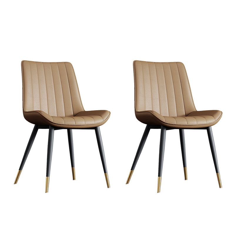 Home Scandinavian Arm Chair Upholstered Solid Back Metal Dining Room Chair