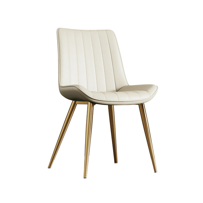 Home Scandinavian Arm Chair Upholstered Solid Back Metal Dining Room Chair