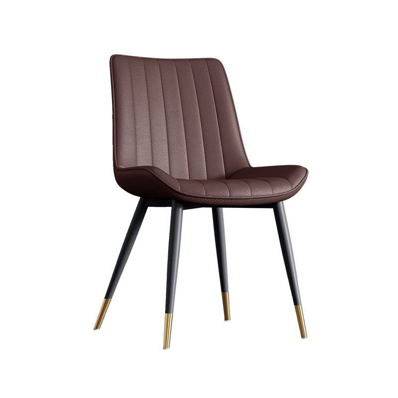 Home Scandinavian Arm Chair Upholstered Solid Back Metal Dining Room Chair
