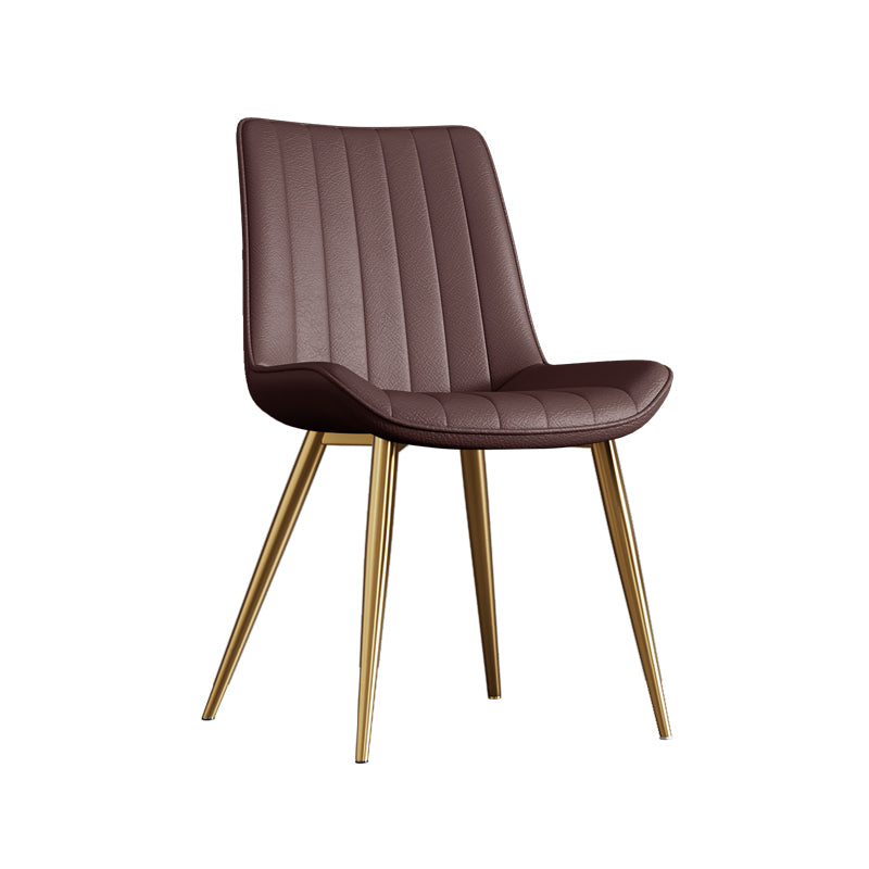 Home Scandinavian Arm Chair Upholstered Solid Back Metal Dining Room Chair