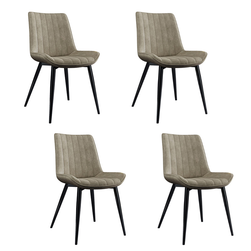 Home Scandinavian Arm Chair Upholstered Solid Back Metal Dining Room Chair