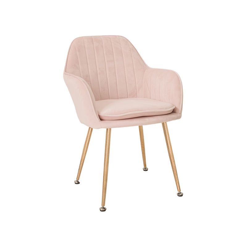 Scandinavian Style Upholstered Side Chairs Solid Back Arm Dining Chairs for Home Use