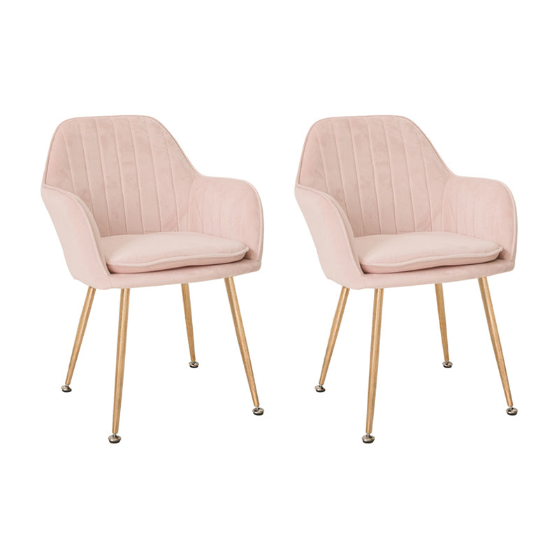 Scandinavian Style Upholstered Side Chairs Solid Back Arm Dining Chairs for Home Use