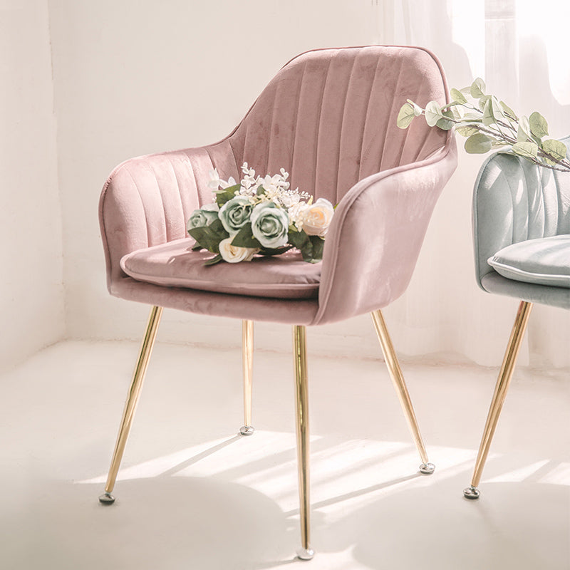 Scandinavian Style Upholstered Side Chairs Solid Back Arm Dining Chairs for Home Use