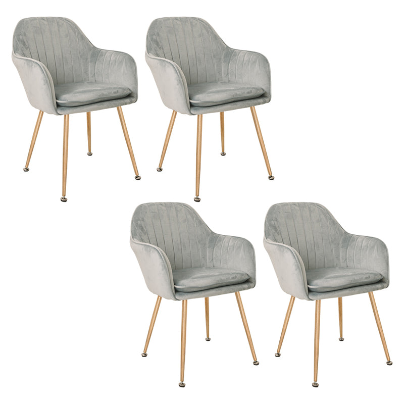 Scandinavian Style Upholstered Side Chairs Solid Back Arm Dining Chairs for Home Use