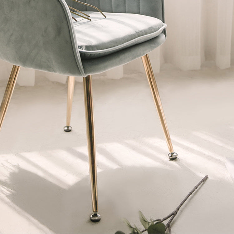 Scandinavian Style Upholstered Side Chairs Solid Back Arm Dining Chairs for Home Use