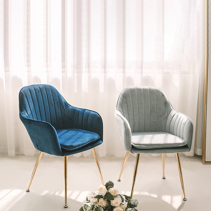 Scandinavian Style Upholstered Side Chairs Solid Back Arm Dining Chairs for Home Use