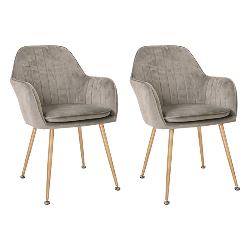 Scandinavian Style Upholstered Side Chairs Solid Back Arm Dining Chairs for Home Use
