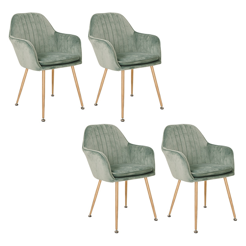 Scandinavian Style Upholstered Side Chairs Solid Back Arm Dining Chairs for Home Use