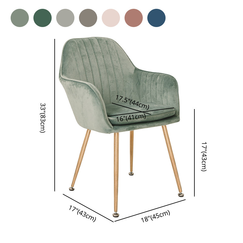Scandinavian Style Upholstered Side Chairs Solid Back Arm Dining Chairs for Home Use