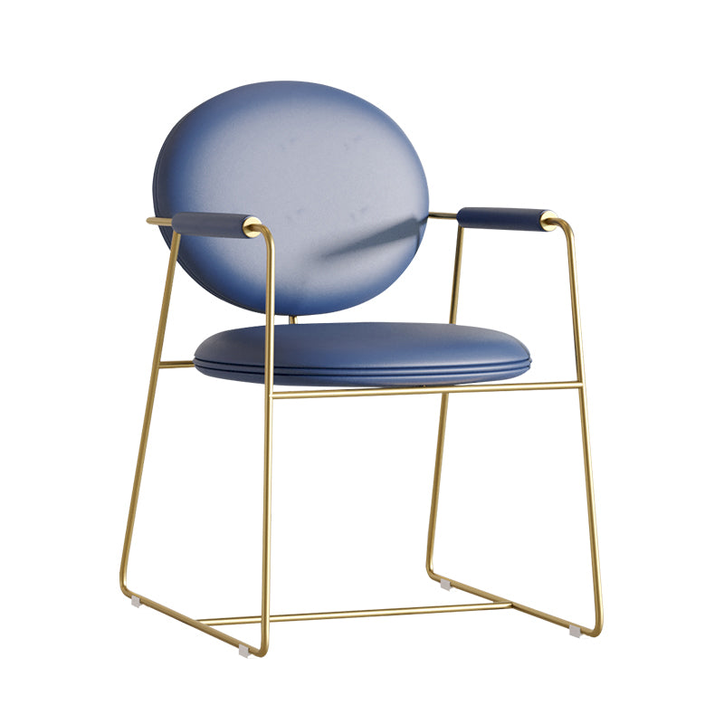 Glam Style Dining Side Chair Open Back Luxury Upholstered Dining Single Chair