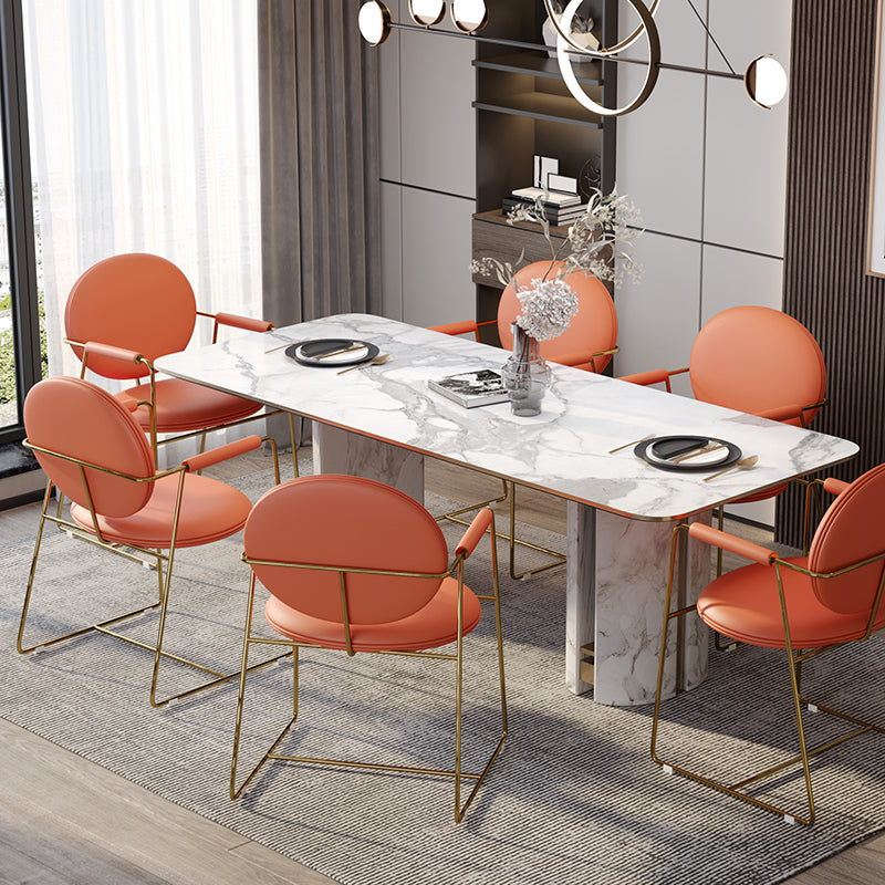 Glam Style Dining Side Chair Open Back Luxury Upholstered Dining Single Chair