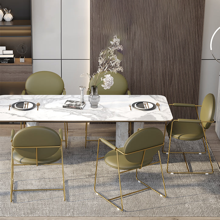 Glam Style Dining Side Chair Open Back Luxury Upholstered Dining Single Chair