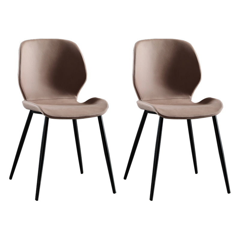Chaise de salle à manger en tissu de lin de style scandinave Chaises de salle à manger sans accoudoirs à dossier solide (Ensemble de 2)