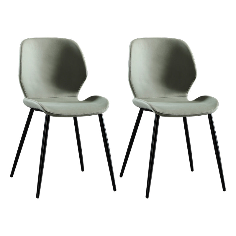 Chaise de salle à manger en tissu de lin de style scandinave Chaises de salle à manger sans accoudoirs à dossier solide (Ensemble de 2)