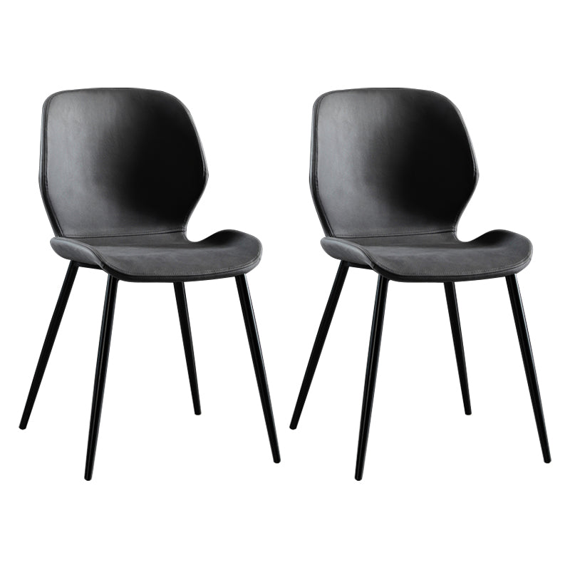 Chaise de salle à manger en tissu de lin de style scandinave Chaises de salle à manger sans accoudoirs à dossier solide (Ensemble de 2)