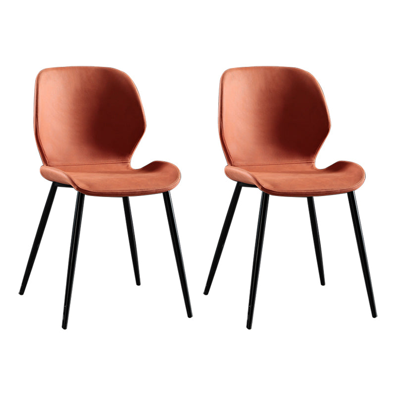Chaise de salle à manger en tissu de lin de style scandinave Chaises de salle à manger sans accoudoirs à dossier solide (Ensemble de 2)