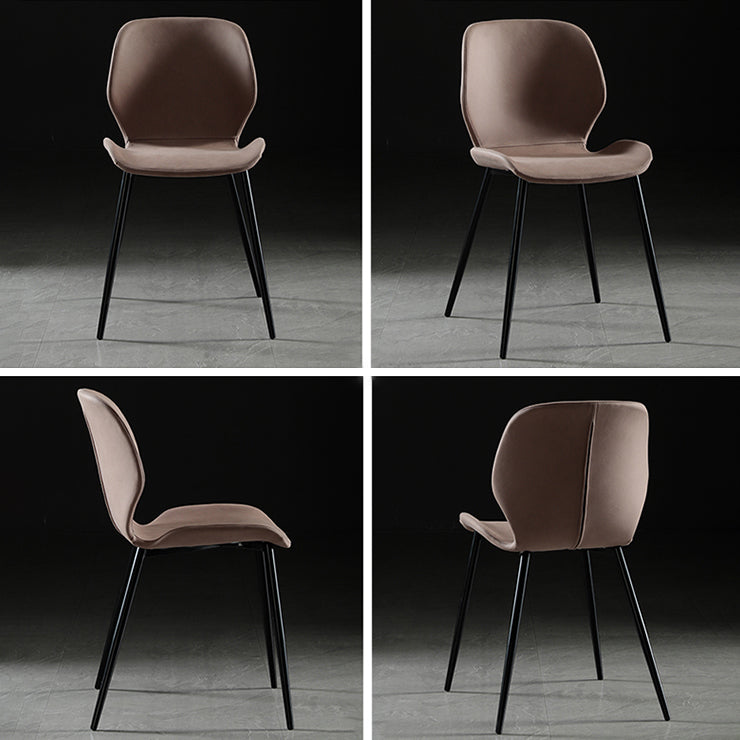 Chaise de salle à manger en tissu de lin de style scandinave Chaises de salle à manger sans accoudoirs à dossier solide (Ensemble de 2)