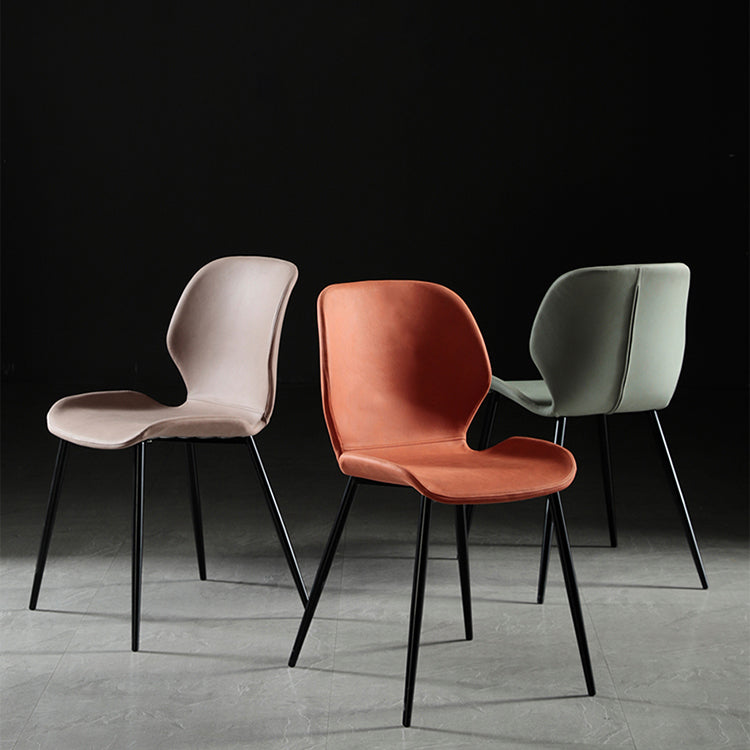 Chaise de salle à manger en tissu de lin de style scandinave Chaises de salle à manger sans accoudoirs à dossier solide (Ensemble de 2)