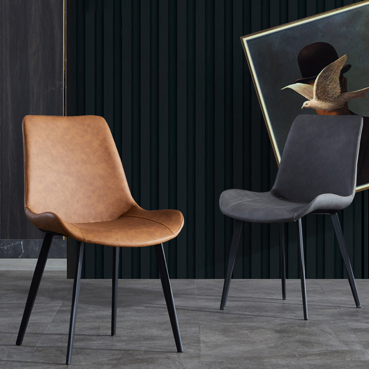 Contemporary Metal Dining Room Chairs Leather Dining Armless Chairs for Indoor Use