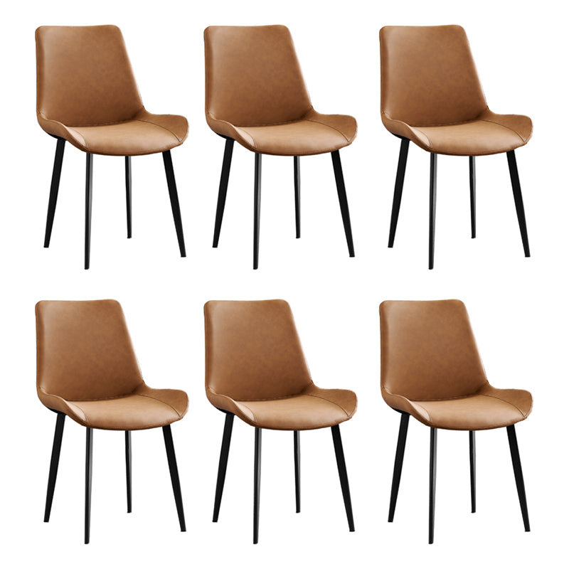 Contemporary Metal Dining Room Chairs Leather Dining Armless Chairs for Indoor Use