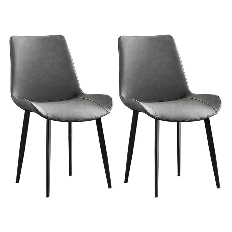Contemporary Metal Dining Room Chairs Leather Dining Armless Chairs for Indoor Use