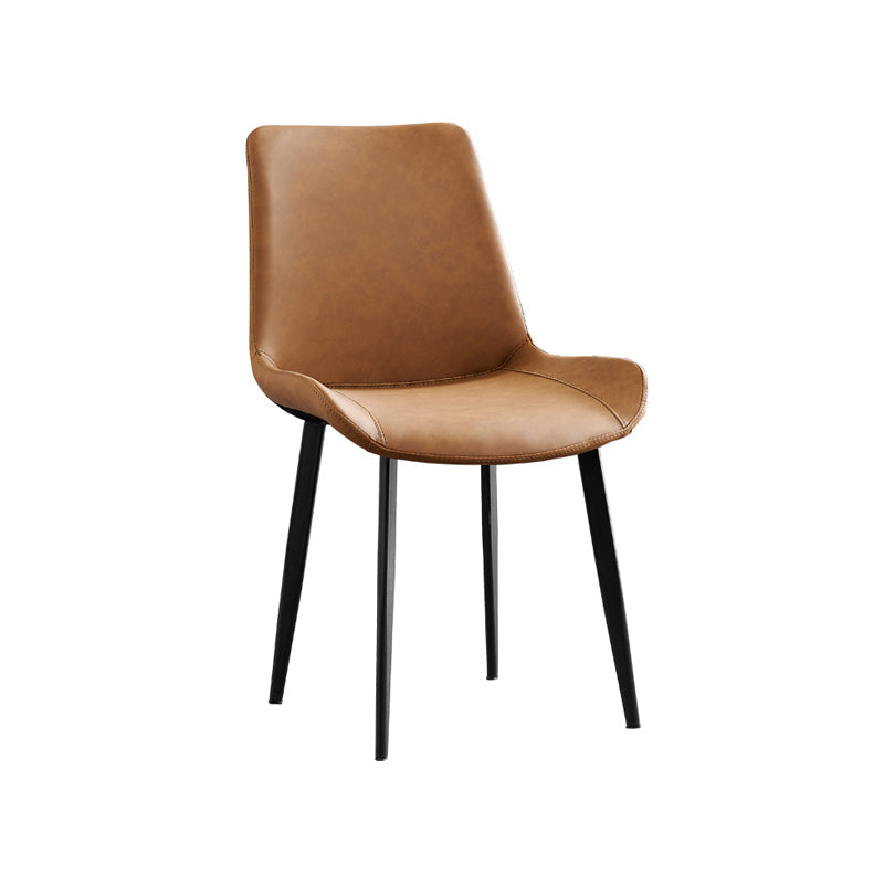 Contemporary Metal Dining Room Chairs Leather Dining Armless Chairs for Indoor Use