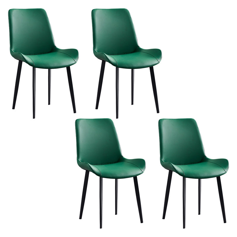 Contemporary Metal Dining Room Chairs Leather Dining Armless Chairs for Indoor Use
