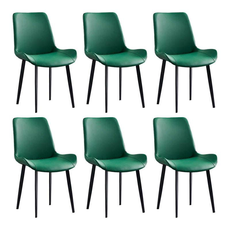 Contemporary Metal Dining Room Chairs Leather Dining Armless Chairs for Indoor Use