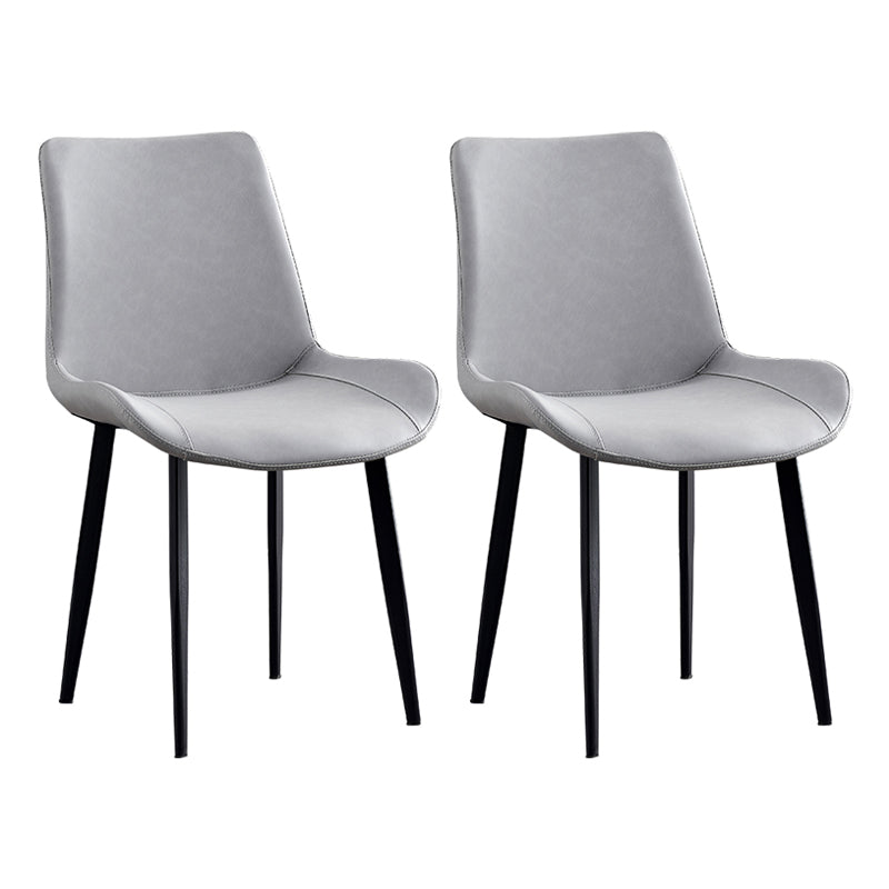 Contemporary Metal Dining Room Chairs Leather Dining Armless Chairs for Indoor Use