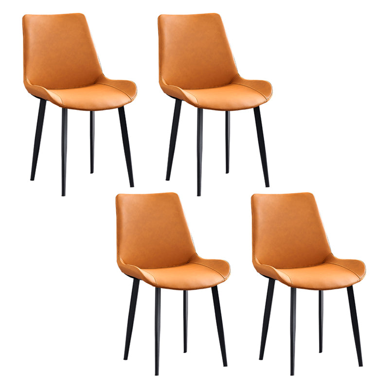 Contemporary Metal Dining Room Chairs Leather Dining Armless Chairs for Indoor Use