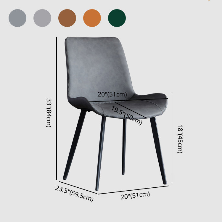 Contemporary Metal Dining Room Chairs Leather Dining Armless Chairs for Indoor Use
