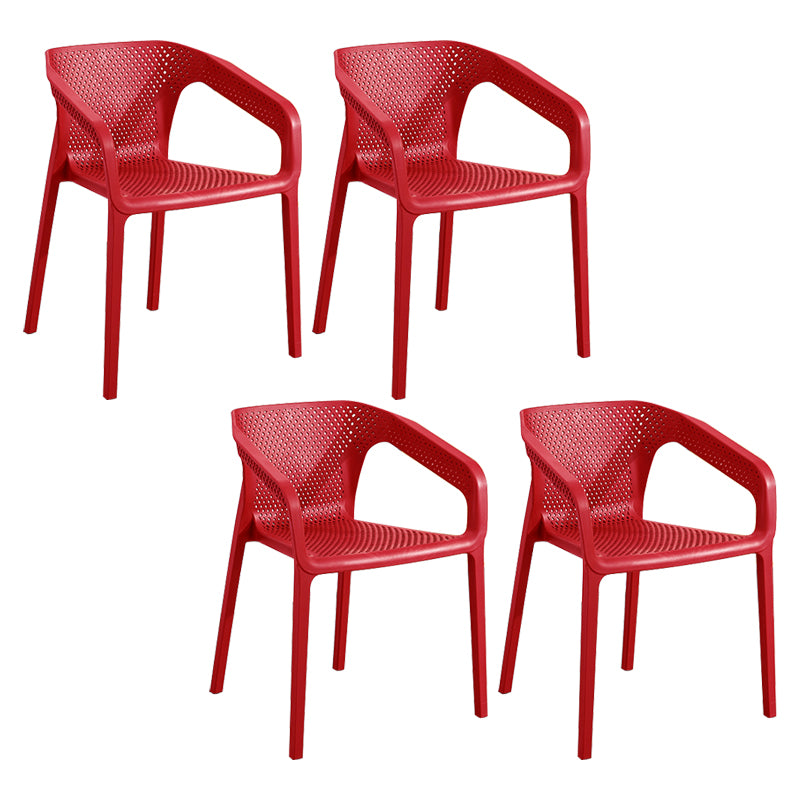 Sillas de comedor contemporáneas, sillón de comedor de plástico para uso doméstico (juego de 4)