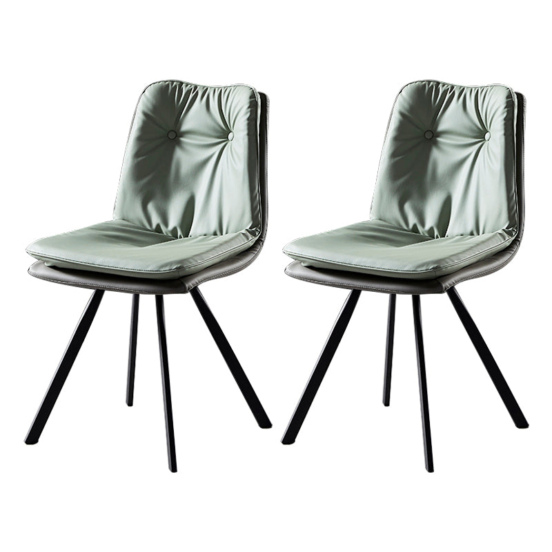 Chaises de salle à manger en cuir de style scandinave, chaise rembourrée à dossier solide pour un usage domestique (Ensemble de 2)
